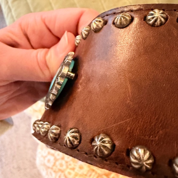 Turquoise and Silver Leather Belt - Picture 6 of 10